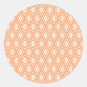 Licht Oranje en wit diamant Ronde Sticker