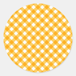 Licht Oranje Gingham-patroon Ronde Sticker