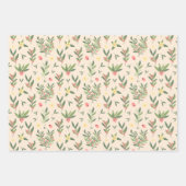 Licht Oranje, Groen en Zalm Olive Branch Patroon Inpakpapier Vel (Voorkant 3)
