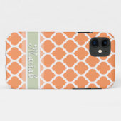 Licht Oranje & Licht Mint Lattice Aangepaste naam Case-Mate iPhone Case (Achterkant (horizontaal))