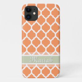 Licht Oranje & Licht Mint Lattice Aangepaste naam Case-Mate iPhone Case