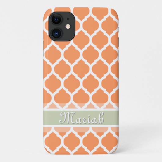 Licht Oranje & Licht Mint Lattice Aangepaste naam Case-Mate iPhone Case (Achterkant)