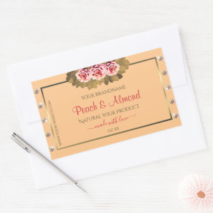 Licht Oranje Peach Product Label Roze Rozen Juwele