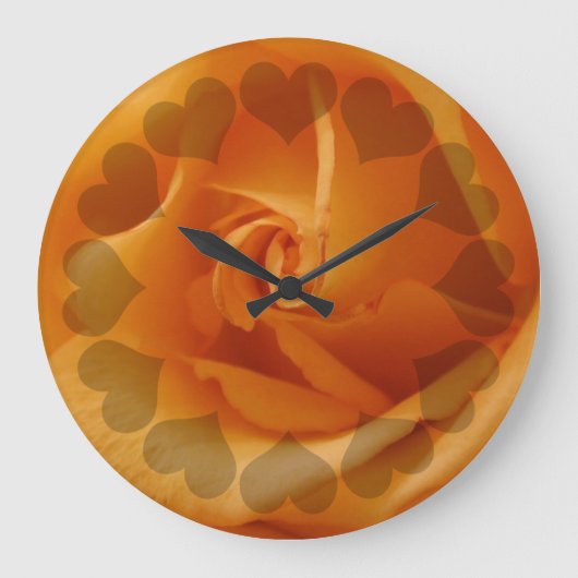 Licht Oranje Roos met hart Grote Klok (Voorkant)