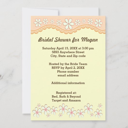 Licht Oranje Vrijgezellenfeest met zes petaalventi Kaart (Voorkant)