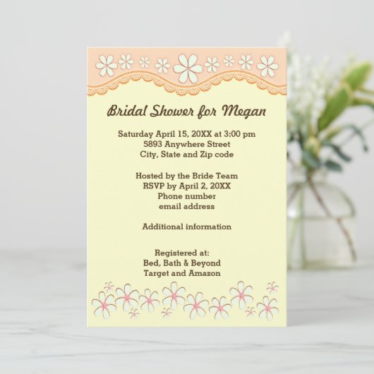 Licht Oranje Vrijgezellenfeest met zes petaalventi Kaart (Staand voorkant)