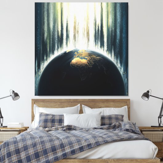 *~* Licht over Donkere Aarde Kosmische AP70 Canvas Afdruk (Insitu (Slaapkamer))