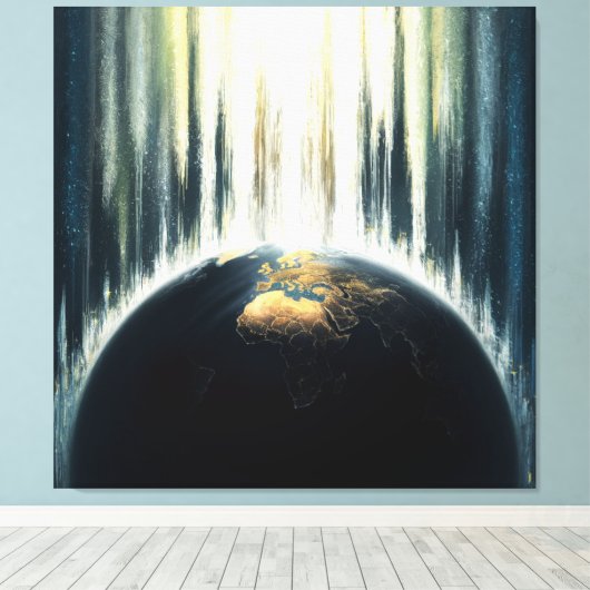 *~* Licht over Donkere Aarde Kosmische AP70 Canvas Afdruk (Insitu (Houten vloer))