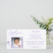 Licht Paars Baptisme Fotouitnodiging (Staand voorkant)