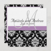 Licht Paars Black Damask Names Weddenschap Kaart (Voorkant / Achterkant)
