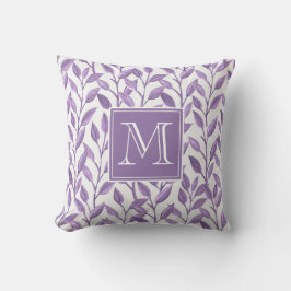 Licht Paars bladeren Gepersonaliseerd Monogram Kussen