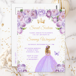 Licht Paars Blond Haar Prinses Sweet Sixteen Briefkaart
