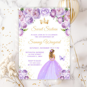 Licht Paars Blond Haar Prinses Sweet Sixteen Kaart