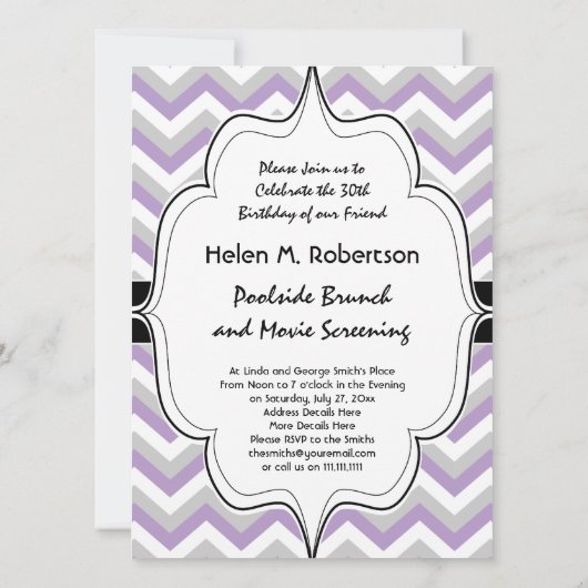 Licht Paars Chevron Bold Modern ZigZag Pattern Kaart (Achterkant)