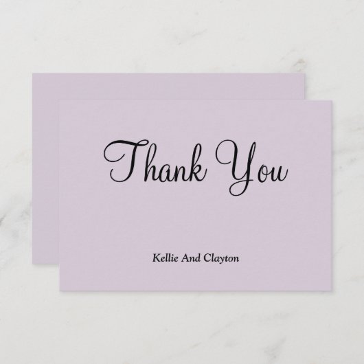 Licht Paars Dank u wel kaarten (Voorkant / Achterkant)