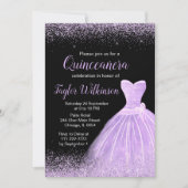 Licht Paars dress Faux Glitter Quinceanera Kaart (Voorkant)