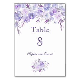 Licht Paars Dusty Blue Floral Table Number Kaart