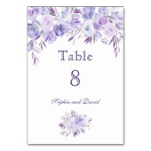 Licht Paars Dusty Blue Floral Table Number Kaart (Achterkant)