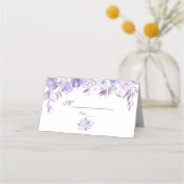 Licht Paars Dusty Blue Floral Violet Table Number Plaatskaartje (Voorkant)