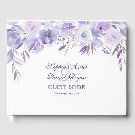 Licht Paars Dusty Blue Floral Wedding Gastenboek