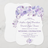 Licht Paars Dusty Blue Floral Wedding Kaart (Voorkant / Achterkant)