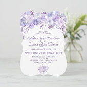 Licht Paars Dusty Blue Floral Wedding Kaart (Staand voorkant)