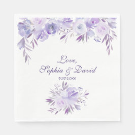 Licht Paars Dusty Blue Floral Wedding Servetten