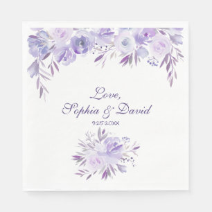 Licht Paars Dusty Blue Floral Wedding Servetten
