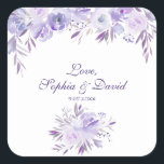 Licht Paars Dusty Blue Floral Wedding Vierkante Sticker<br><div class="desc">Elegant Light Paars Dusty Blue Floral card design. Prachtig,  elegant waterverf palet: licht paars,  schoppen van lavendel en stoffig blauw. Zachte waterverf bloemen en mooie lettertypen. Het gebruik past hulpmiddel aan om uw info toe te voegen. Ga voor overeenkomende objecten naar mijn Lichte Paarse Stusty Blue Floral Collectie.</div>