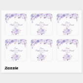 Licht Paars Dusty Blue Floral Wedding Vierkante Sticker (Vel)