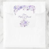 Licht Paars Dusty Blue Floral Wedding Vierkante Sticker (Tas)