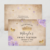 Licht Paars en gouden Roos Parchment Elegant Save The Date (Voorkant / Achterkant)
