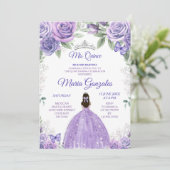 Licht Paars en zilver Charra Mis XV Anos Kaart (Staand voorkant)