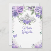 Licht Paars en zilver Charra Mis XV Anos Kaart (Achterkant)