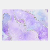 Licht Paars en zilver Faux Glitter Pastel Agate Inpakpapier Vel (Voorkant 2)