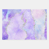 Licht Paars en zilver Faux Glitter Pastel Agate Inpakpapier Vel (Voorkant)