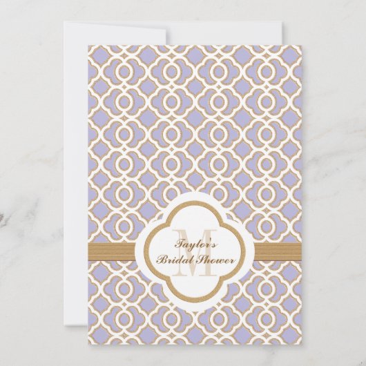 Licht Paars Gold Moroccan Vrijgezellenfeest nodigt Kaart (Achterkant)
