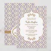 Licht Paars Gold Moroccan Vrijgezellenfeest nodigt Kaart (Voorkant / Achterkant)