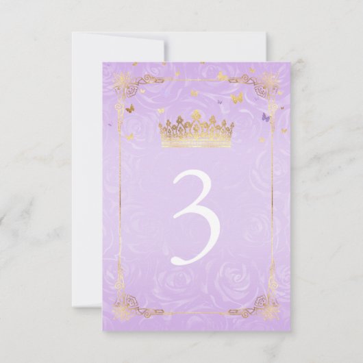 Licht Paars gouden Roos Wedstrijktafel Aantal Kaar Kaart (Achterkant)