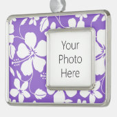 LICHT PAARS HAWAÏAN HULA (HIBISCUS) VERZILVERD OMLIJST ORNAMENT (Links)