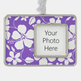 LICHT PAARS HAWAÏAN HULA (HIBISCUS) VERZILVERD OMLIJST ORNAMENT