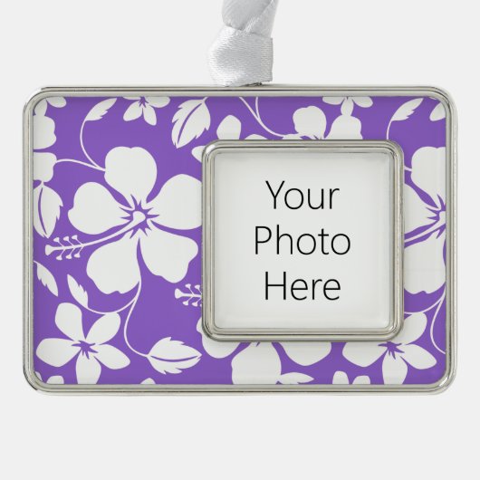 LICHT PAARS HAWAÏAN HULA (HIBISCUS) VERZILVERD OMLIJST ORNAMENT (Voorkant)