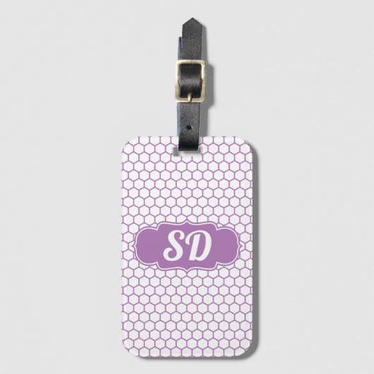 Licht Paars Honeycomb Hexagon Pattern Custom Mono Bagagelabel (Voorkant (verticaal))