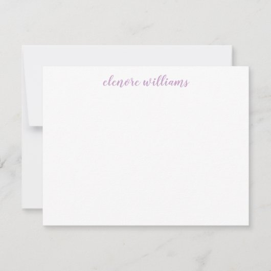 Licht Paars Lavender Girly Modern Elegant Script Notitiekaartje (Voorkant)