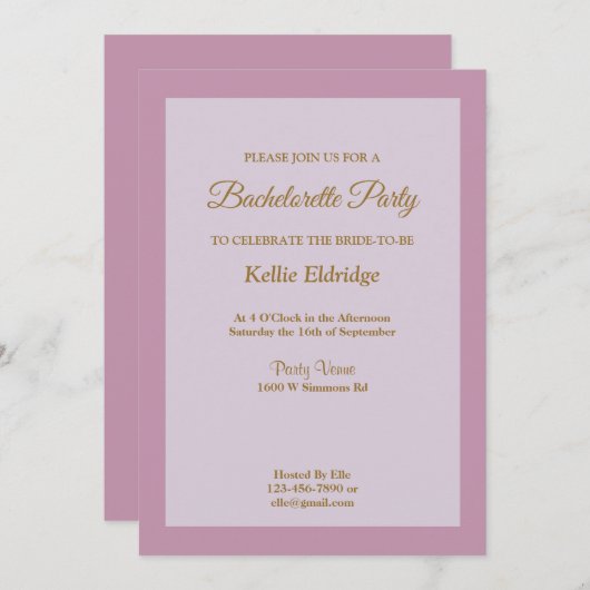 Licht Paars omhulde Bachelorette Kaart (Voorkant / Achterkant)