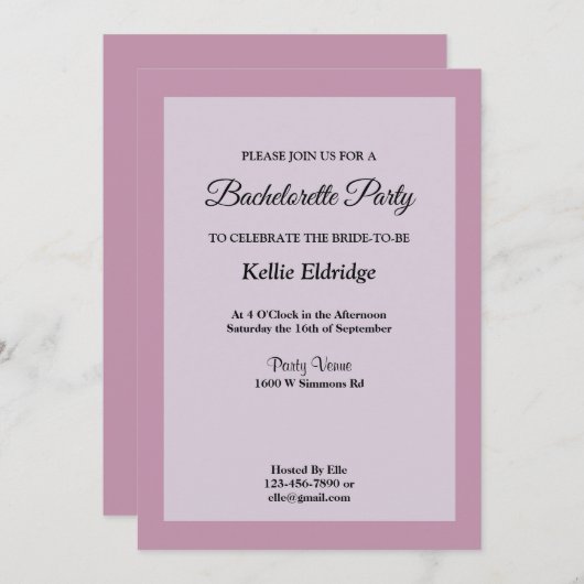 Licht Paars omhulde Bachelorette Kaart (Voorkant / Achterkant)