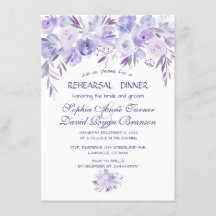 Licht Paars puin Blauw Floral Rehearsal Dinner