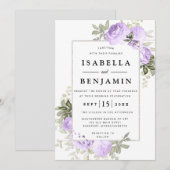 Licht Paars Roos Uitnodiging tot huwelijk (Voorkant / Achterkant)