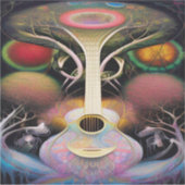 Licht Paars Roze Acoustic Guitar Tree of Life Sticker (Voorkant)