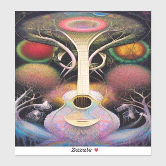 Licht Paars Roze Acoustic Guitar Tree of Life Sticker (Vel)